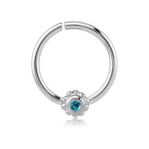 316L Surgical Steel Seamless Nose Ring Daith Helix Continuous Flower CZ Hoop 16G - Picture 5 of 13