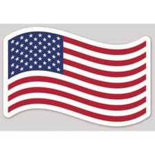 4 Inch Non-Reflective Wavy United States of America American Flag Sticker