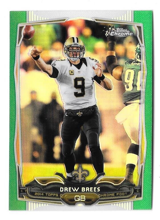 2014 TOPPS CHROME NFL FOOTBALL #17 DREW BREES GREEN REFRACTOR PARALLEL,SAINTS