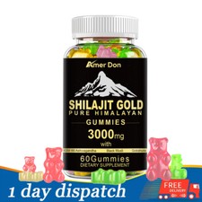 Pure Himalayan Shilajit Gold Gummies with Black Seed Oil 60 Gummies HOT