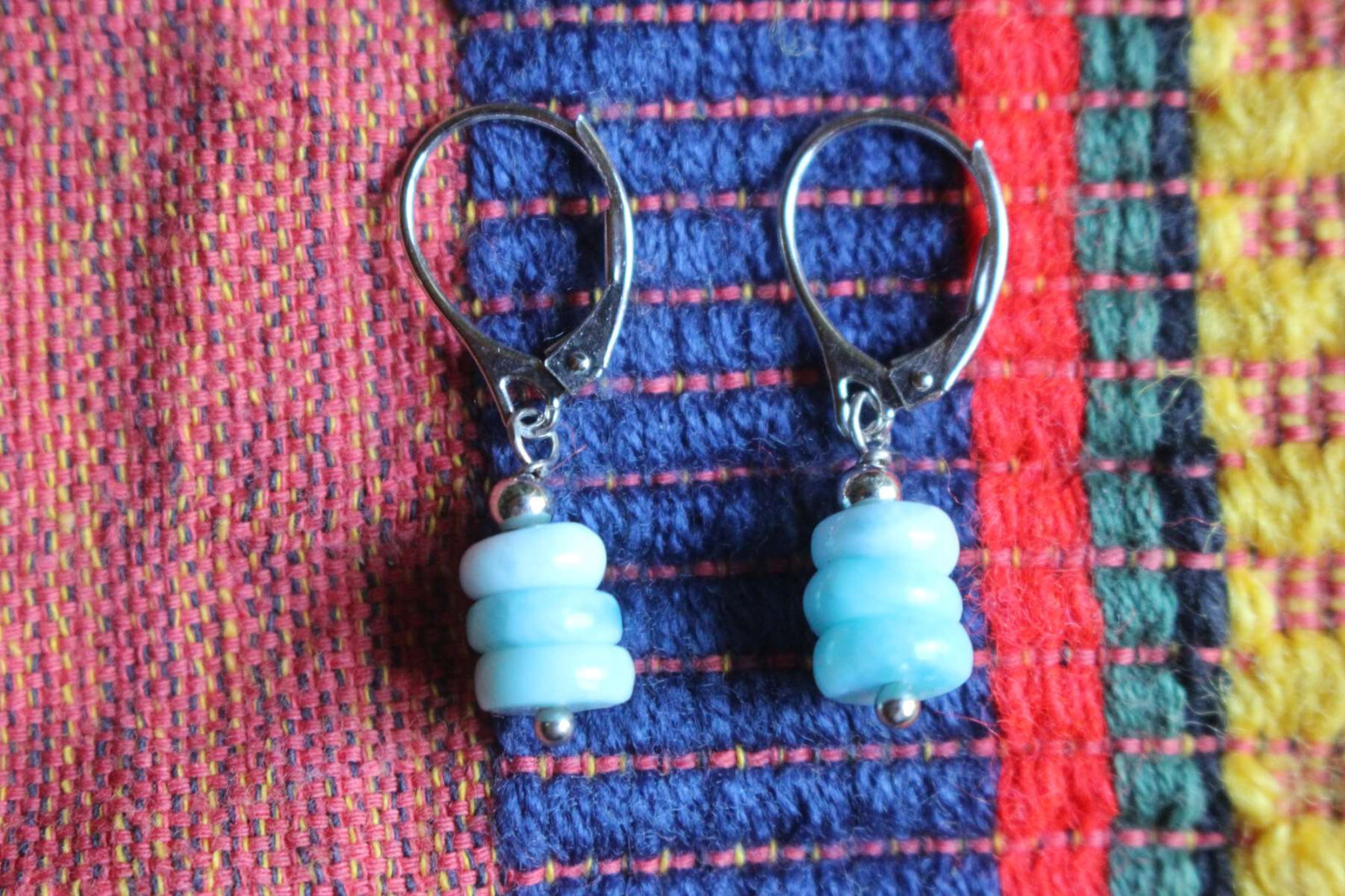 Boucles d'oreilles argent 925 larimar donut idée cadeau anniversaire femme originale