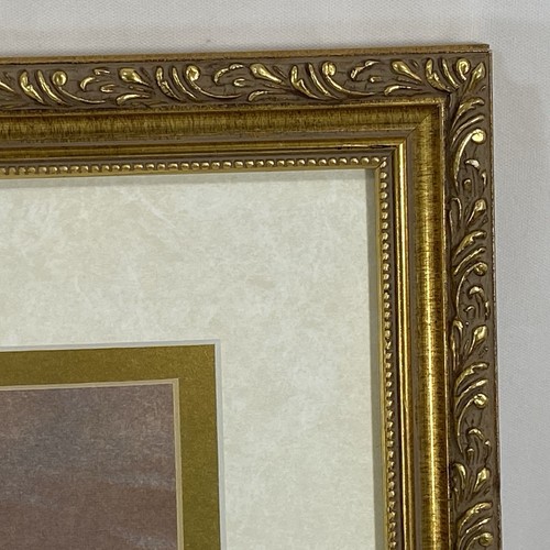 Flying Guardian Angel & Child Calvary Hill 3 Crosses Matted Print Goldtone Frame - Picture 11 of 20