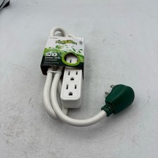 GoGreen Power Strip 3 Outlet 2.5ft White GG-13002MS-3 Compact Right Angle Plug