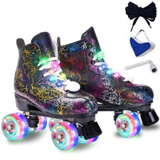 Roller Skates Women Men - Microfiber Leather Roller Skate Classic High Top Do...