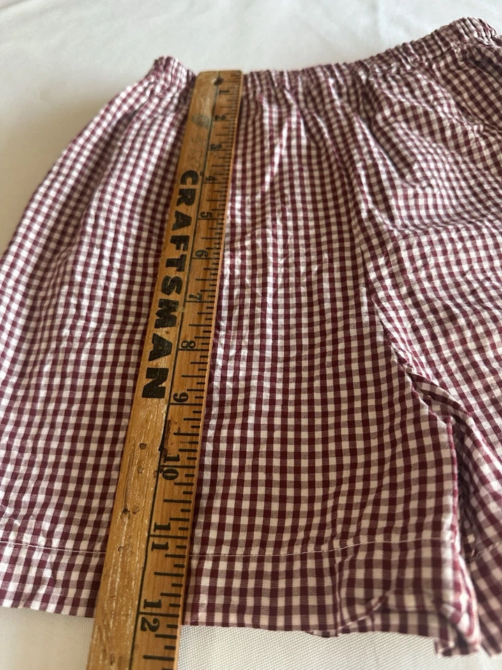 Pantalones Cortos Cintura Elástica Algodón Guinga Rojo y Blanco Little Laundry Picnic Core 6Y Foto 4 de 4