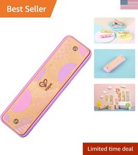 Blues Harmonica  10 Hole Wooden Musical Instrument Toy for Kids, Pink E8918