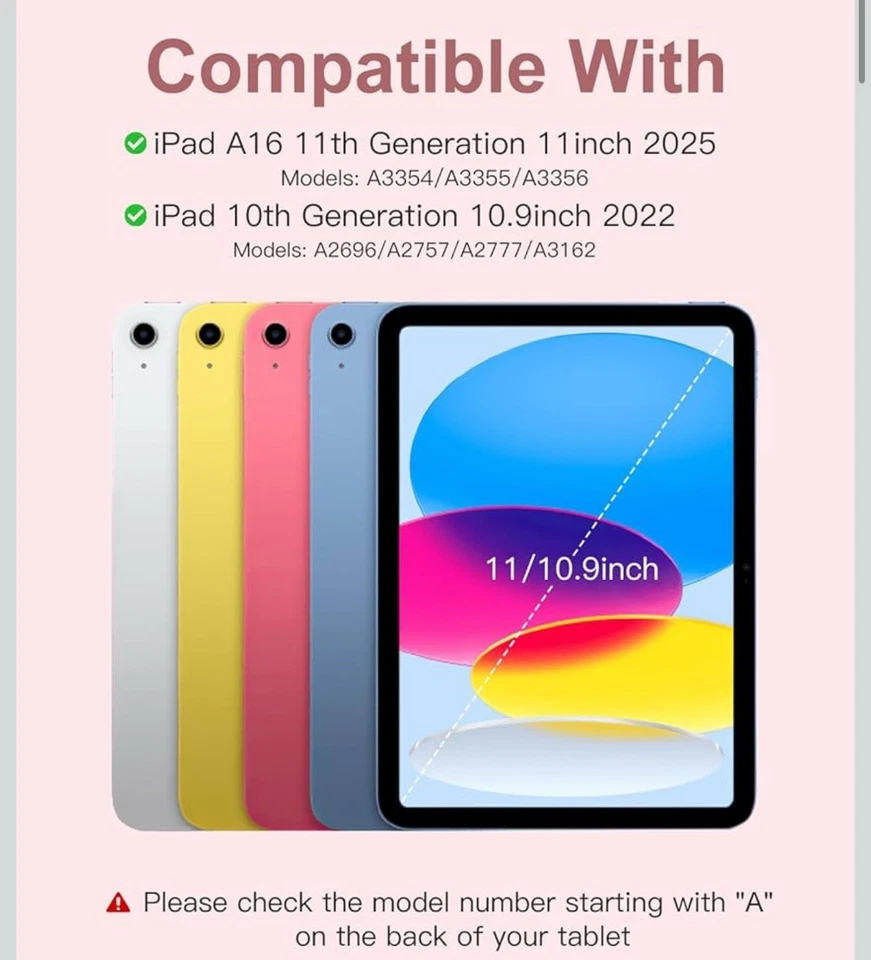 Folio Keyboard Cover Stand 7 Color Backlit Detachable Case For iPad A16 10.9/11” - Image 3 of 4