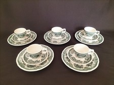 Villeroy & Boch Fasan Grün Tasse mit Untertasse, Kuchenteller 5er Set