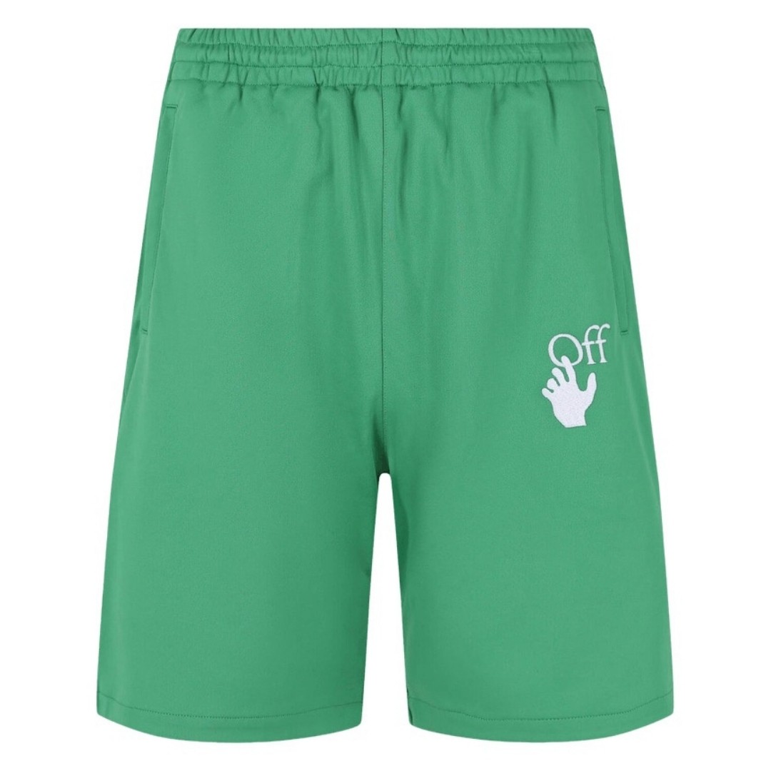 Off-White Hands Off Logo Skate Fit Green Track Sweat Shorts 55890₽