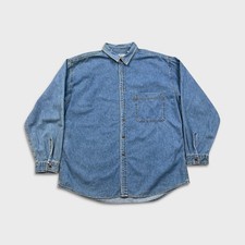 Vintage 90s Levi's Denim Shirt Men XL Blue Orange Tab Workwear Western Button Up