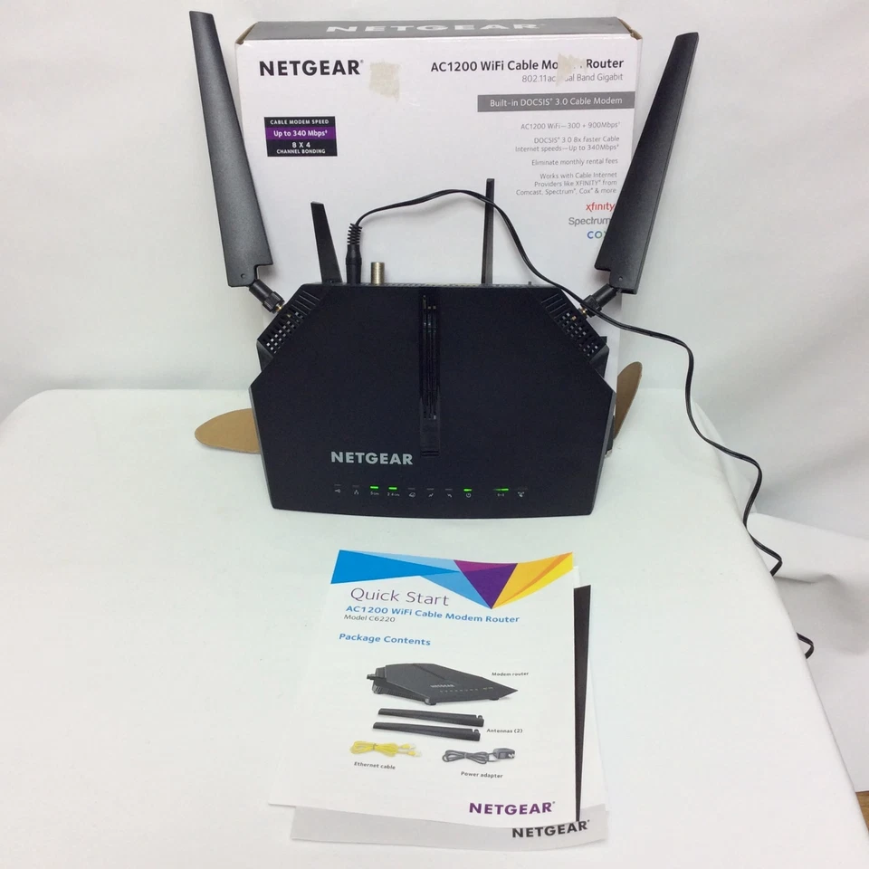 Netgear AC1200 WiFi Cable Modem Router Model C6220 Complete 802.11ac DOCSIS 3.0 - Image 2 of 4
