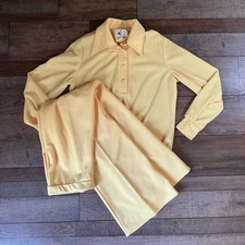 Vintage Mr. Fine Dallas Women  s Pantsuit Size 16 Yellow 2 Piece Set Top 15818
