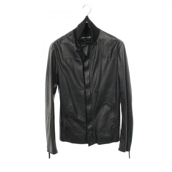 Emporio Armani Leather Outer Shell Black Coats, Jackets & Vests