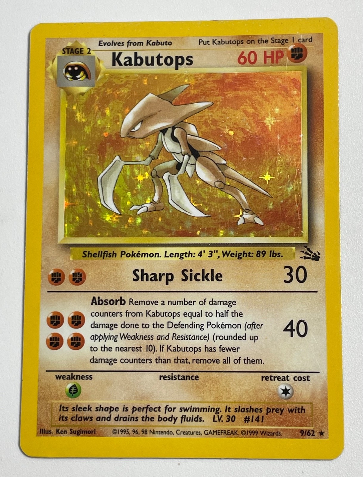 **** Kabutops 9/62 Fossil Set - Holo Pokemon Card - MP