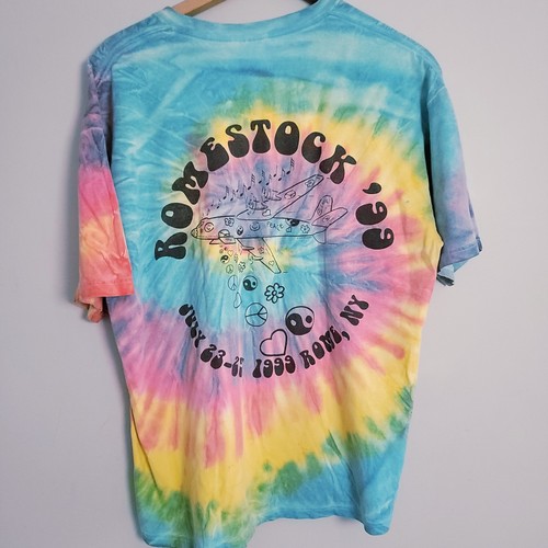 Vintage 1999 Woodstock Romestock Music Festival Concerto Roma New York Tie Dye XL prezzo ebay