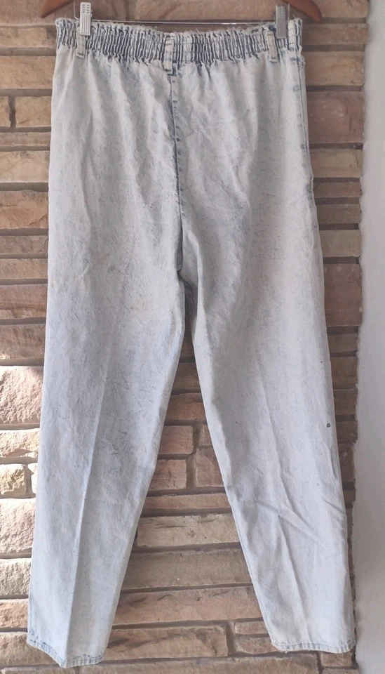 Pantalones de mezclilla vintage años 80 lavado ácido carlile talla 12 cintura alta pierna cónica elástica Foto 2 de 4
