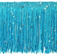"DÉCopro 4\" Pailletten Chainette Fransenband, TüRkisblau [Meterware]"