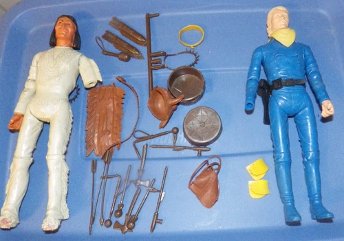 Marx Johnny West Action Figures Indian & General Custer + Accessories Lot