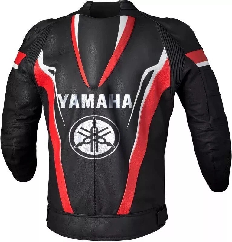 NEW YAMAHA MEN COWHIDE LEATHER JACKET MOTORCYCLE RACING BIKER RED