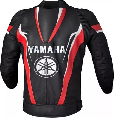 NEW YAMAHA MEN COWHIDE LEATHER JACKET MOTORCYCLE RACING BIKER RED