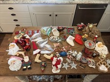Big Christmas Ornament Lot Santa Snowman Angels Mixed Holiday Decor Bulk 30