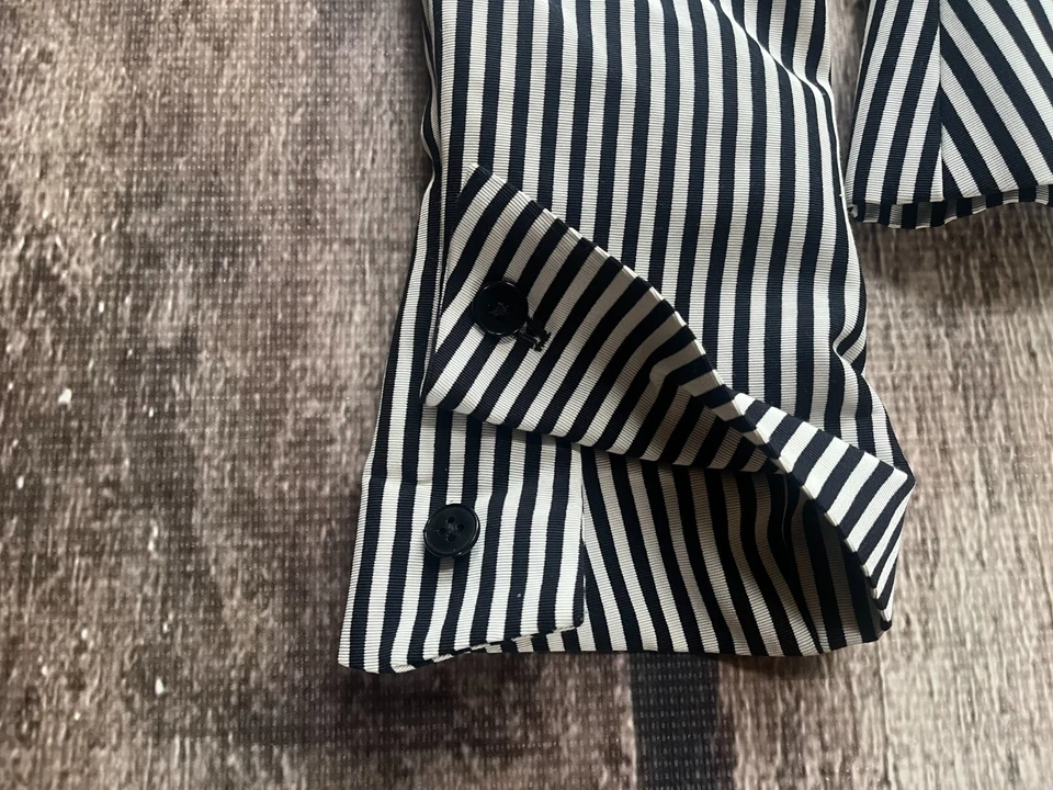 RALPH LAUREN BLACK LABEL MADE IN USA STRIPED BLAZER BLACK WHITE WOMENS 8 GREAT - Image 3 of 4