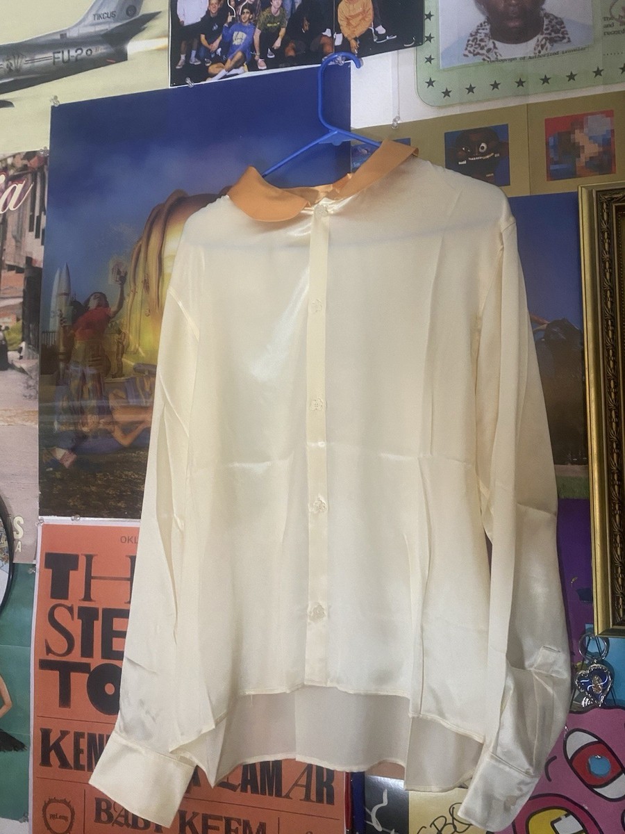 NEW/RARE* Golf le Fleur Orange Cream Silk Button-up w/ matching