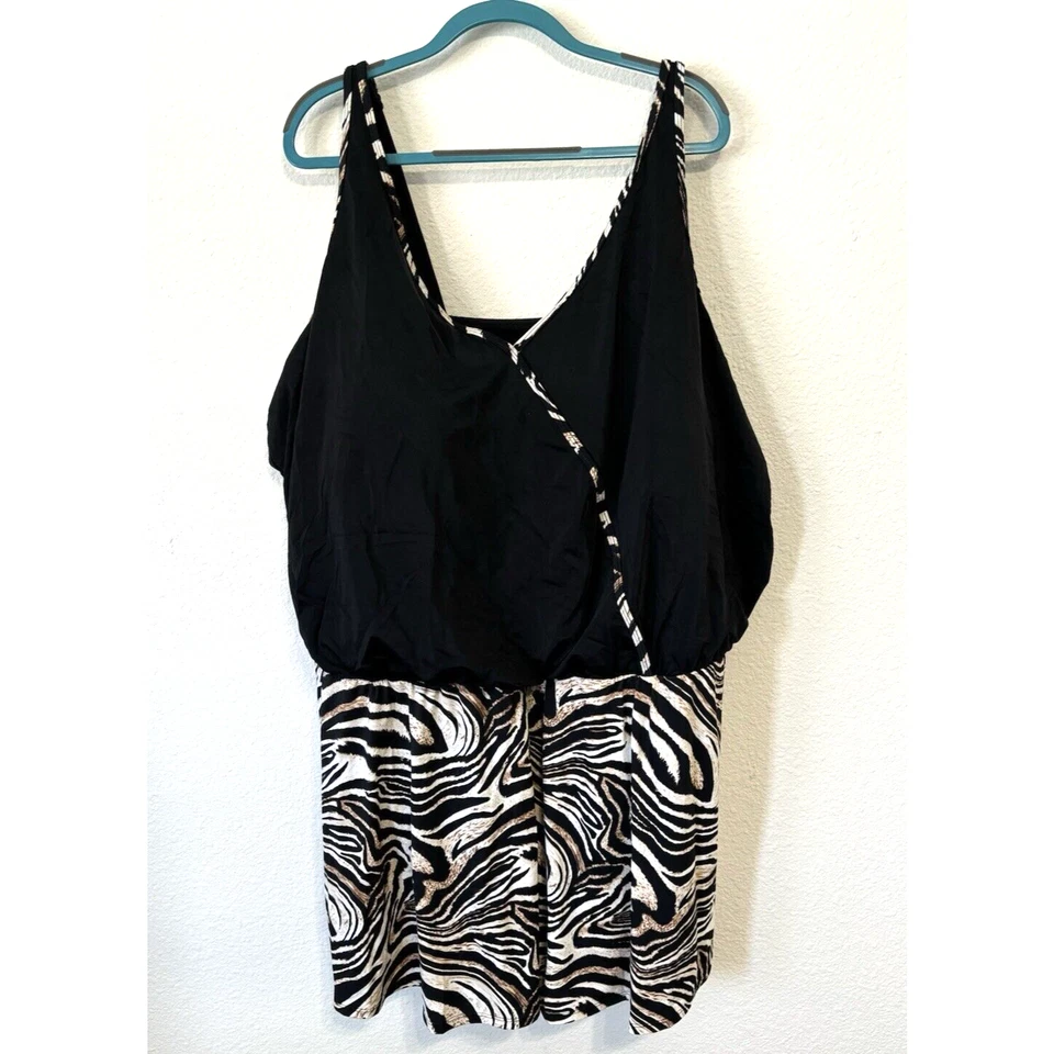 Купальник женский Catherines черный анималистический принт купальник большой размер 32W - Изображение 2 из 4