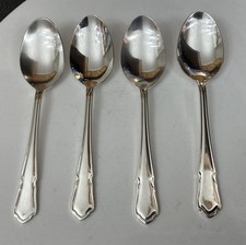 Vintage 4 X Viners Silver Plate 18cm Dubarry Du Barry Dessert Spoons Cutlery