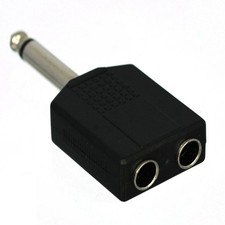 6.35Mm 1/4 Inch Mono Male to 2 Female Splitter Adapter - 1/4 TS Male to Dual TS
