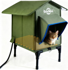 Outdoor Cat House Heated Cat House for outside with Elevated Base Cat-Attracting