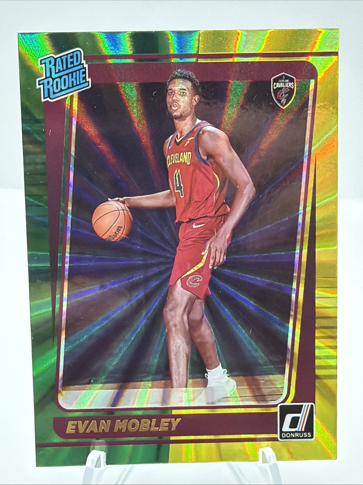 2021-22 Panini Donruss - Rated Rookie Evan Mobley #225 Holo Green & Yellow Laser
