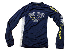 Polo Ralph Lauren Youth M 10-12 Kid Rash Guard Jersey Shirt Blue White
