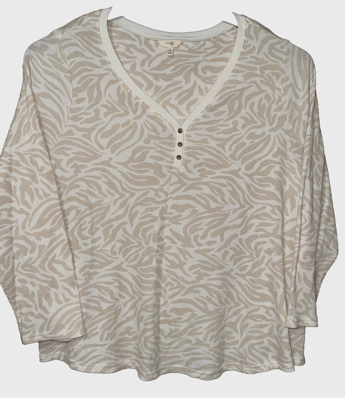 EUC TERRA & SKY COTTON/POLY BLEND ABSTRACT PRINT LONG SLEEVE THERMAL TOP - 4X