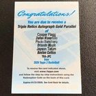 2025-26 Topps Three (3) Cooper Flagg/Paolo/Jayson Tatum RC 3 Patch Auto Gold /10