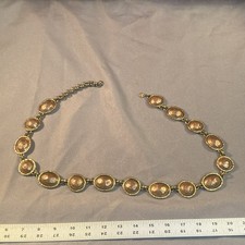 Monet Vintage Gold Tone Oval Link Cable Chain belt 34in Signed needs clasp