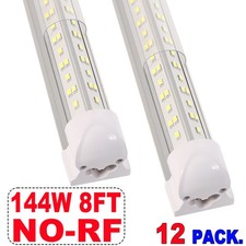 12 Pack 8FT LED Shop Light 144W T8 Linkable LED Light NO-RF Garage Warehouse