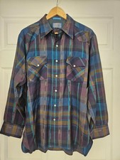 Vintage Pendleton High Grade Western Wear Pearl Snap Shirt Mens L Wool USA