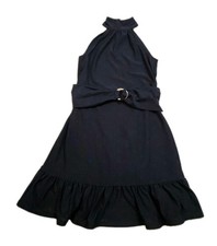 Michael Kors Belted Halter Dress With Ruffle Lined Size XXS Navy