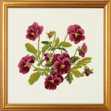 Eva Rosenstand counted cross stitch kit "Pansy", 25x25cm, DIY
