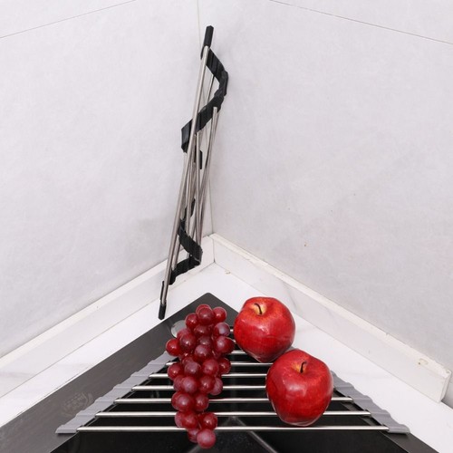Triangle Drain Rack Stainless Steel Bowl Rack for Kitchen Sponge Rag - Picture 11 of 12