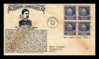 DR JIM STAMPS US COVER DR WALTER REED FAMOUS AMERICANS FDC BLOCK THERMOGRAPHED