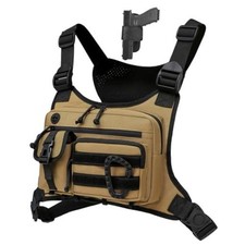 Outdoor Chest Bag For Men and Women, Tactical Vest For Running, Cycling, Khaki