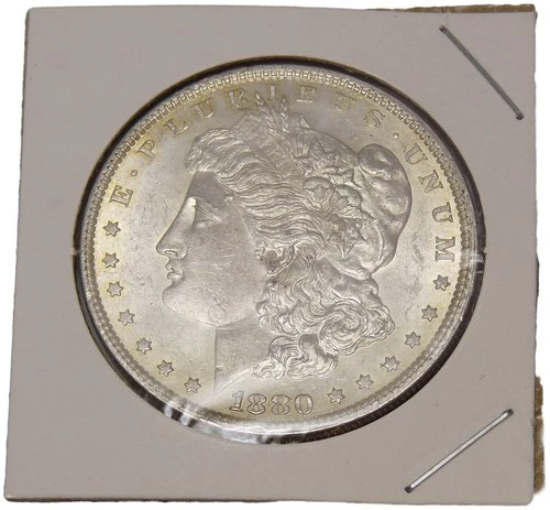 1880 Morgan Silver Dollar Philadelphia Mint BU Natural Holder Toning Raw