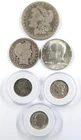 LOT 6 US Silver Coins! Morgan Dollar Barber Half & Dime, JFK Mercury Roosevelt!!
