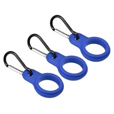 Silicone Water Bottle Clip with Buckle, 3pcs Drink Holder Hook, Dark Blue Black