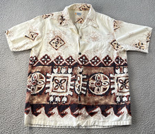 Vintage Andrade Honolulu Hawaiian Aloha Shirt Mens M Loop Collar Tapa 50s/60s