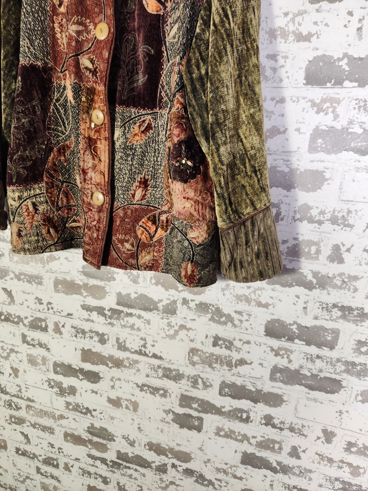 Vintage Flashback Patchwork Boho Jacket Size Larg… - image 7