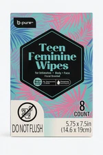 B Pure Teen Femenine Wipes / Body / Face Floral Scented / Helps Odor Control