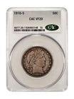 1910-S 50c Barber Half Dollar CACG VF20